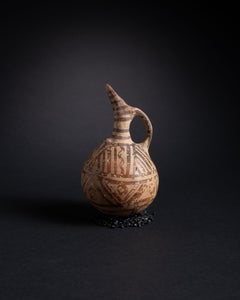 Ancient Cypriot Terracotta Jug with Painted Geometric Decoration