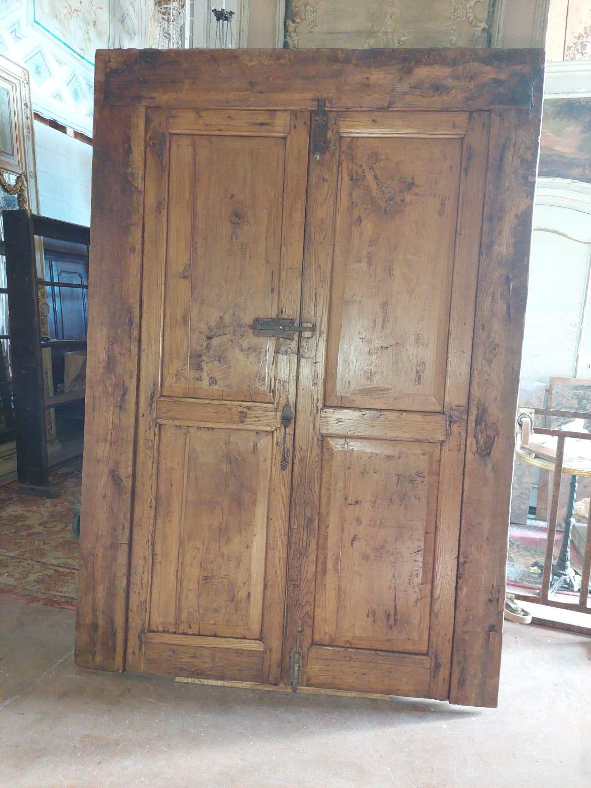 Wood Ancient Door / Rustic Cabinet with Two Doors from Northern Italy, 18th Century For Sale