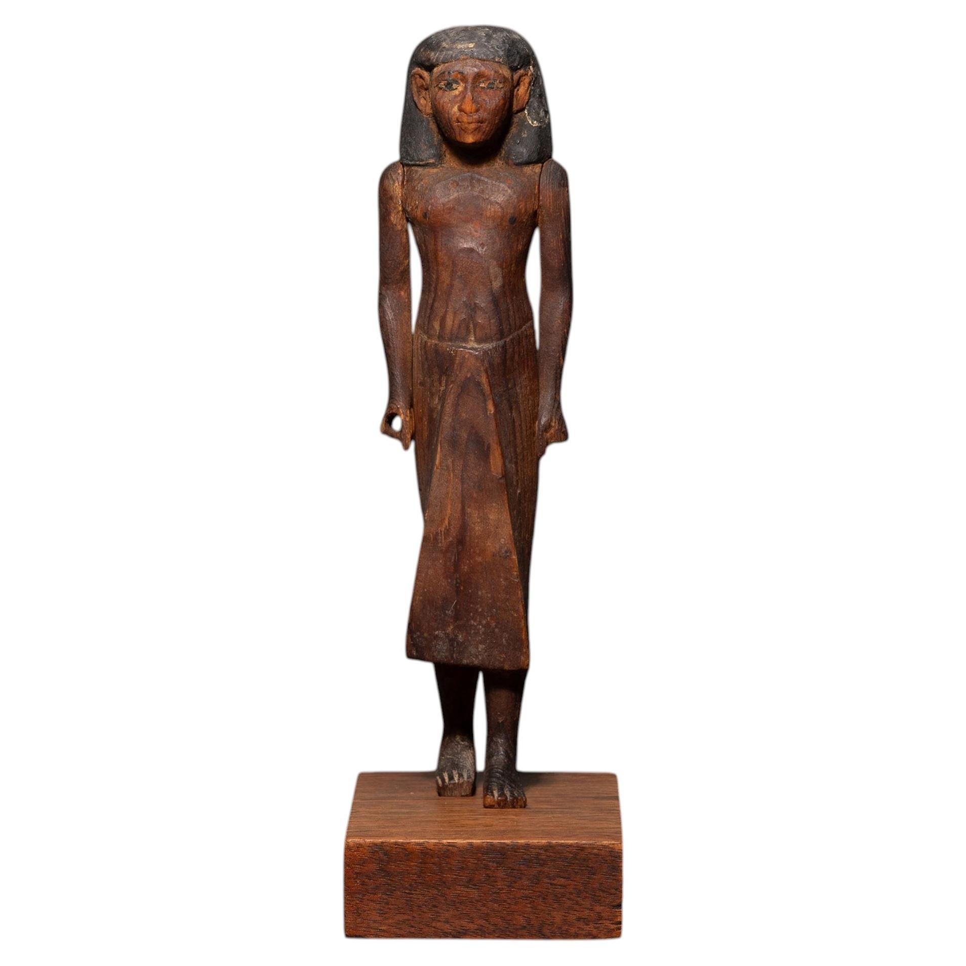 Egyptian Wooden Dignitary Statuette, Middle Kingdom, 12th Dynasty