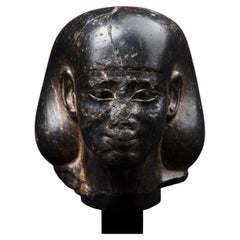Ancient Egypt Head of the dignitary “Udjahormeehet” in basalt