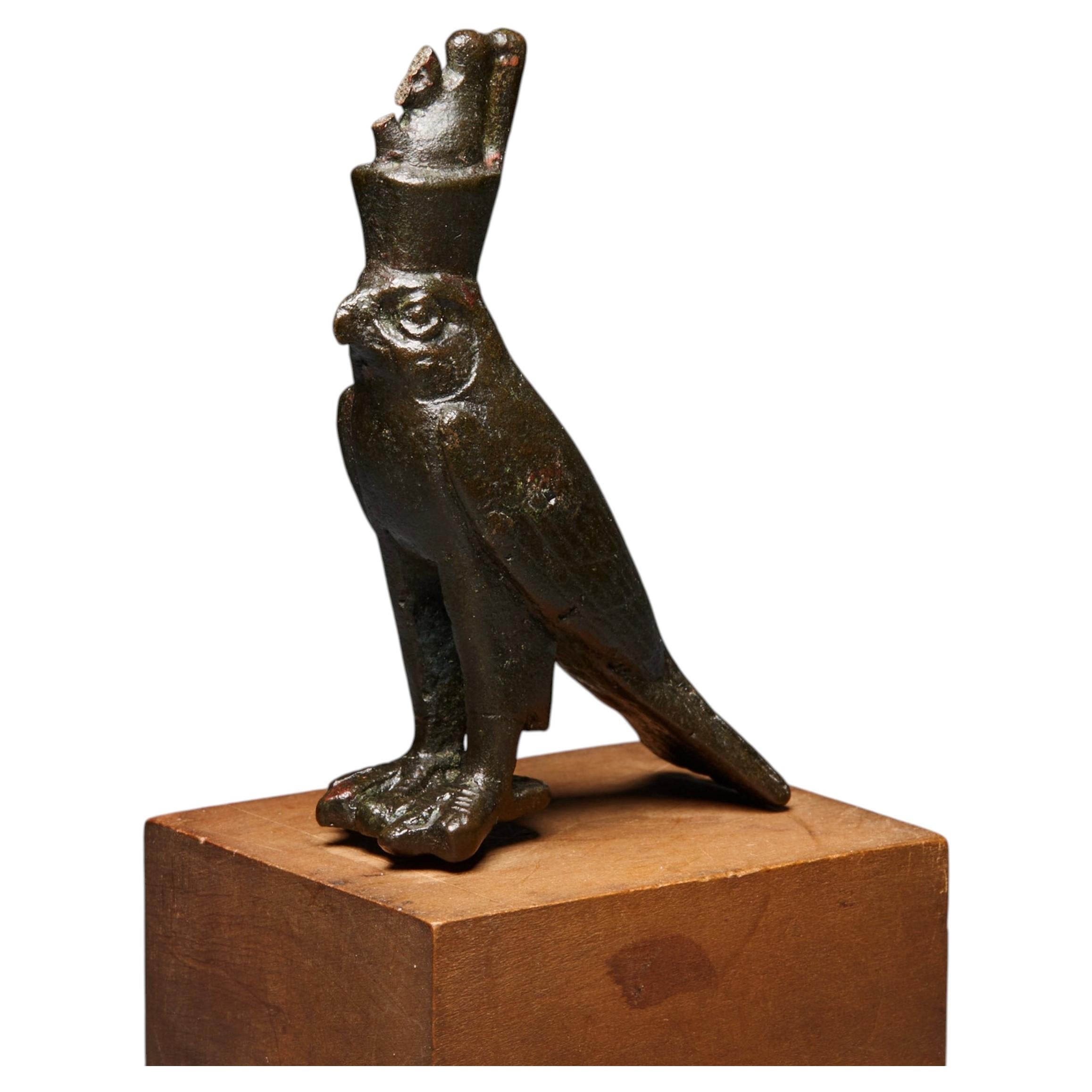 Ancient Egypt, Late Period, 664–323 BC. God Horus as a falcon in bronze.