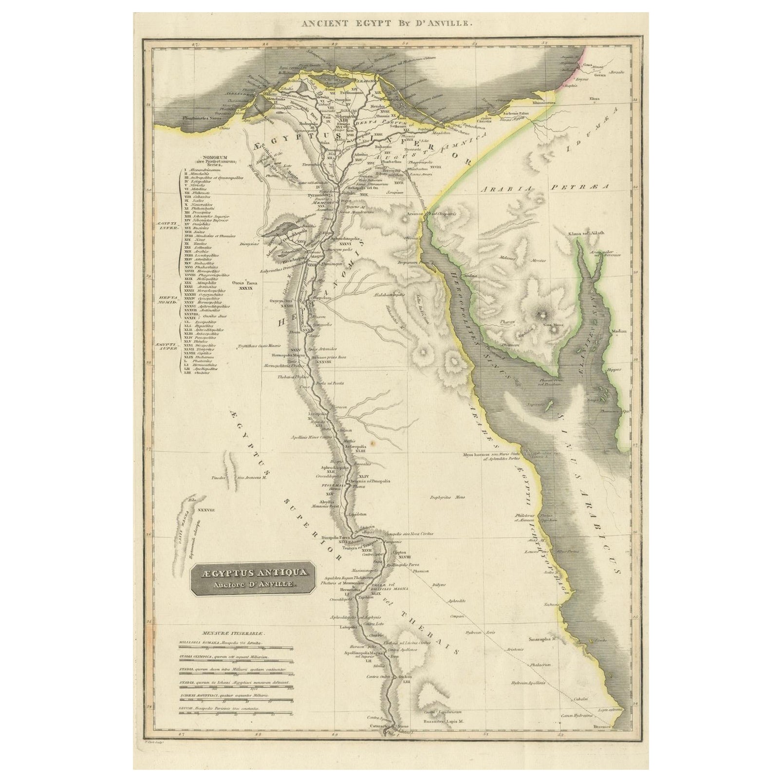 Ancient Egypt – Nile Valley Map by d’Anville, Classical Antiquity, c.1765