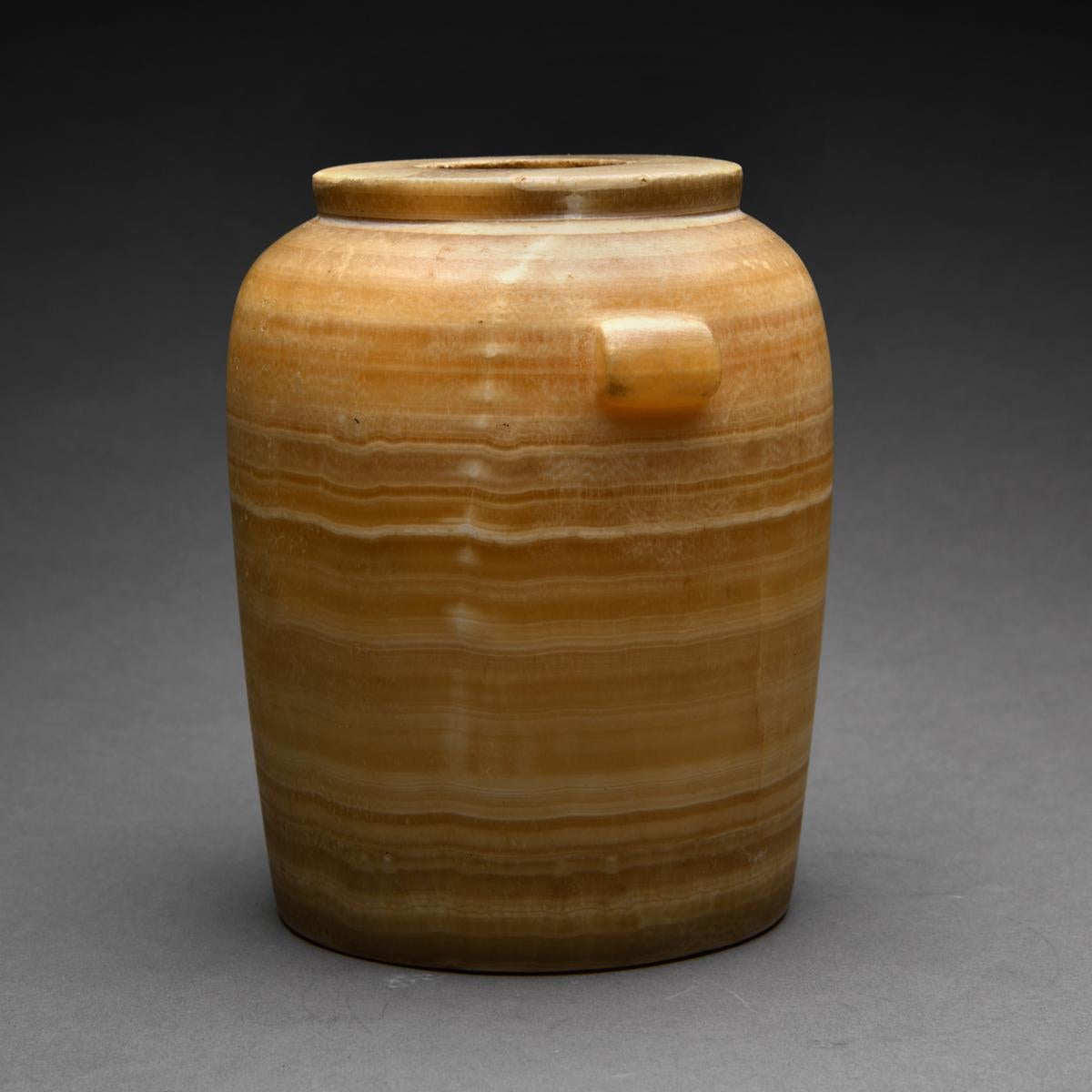 Ancient Egyptian Alabaster Storage Jar In Excellent Condition For Sale In Los Angeles, CA