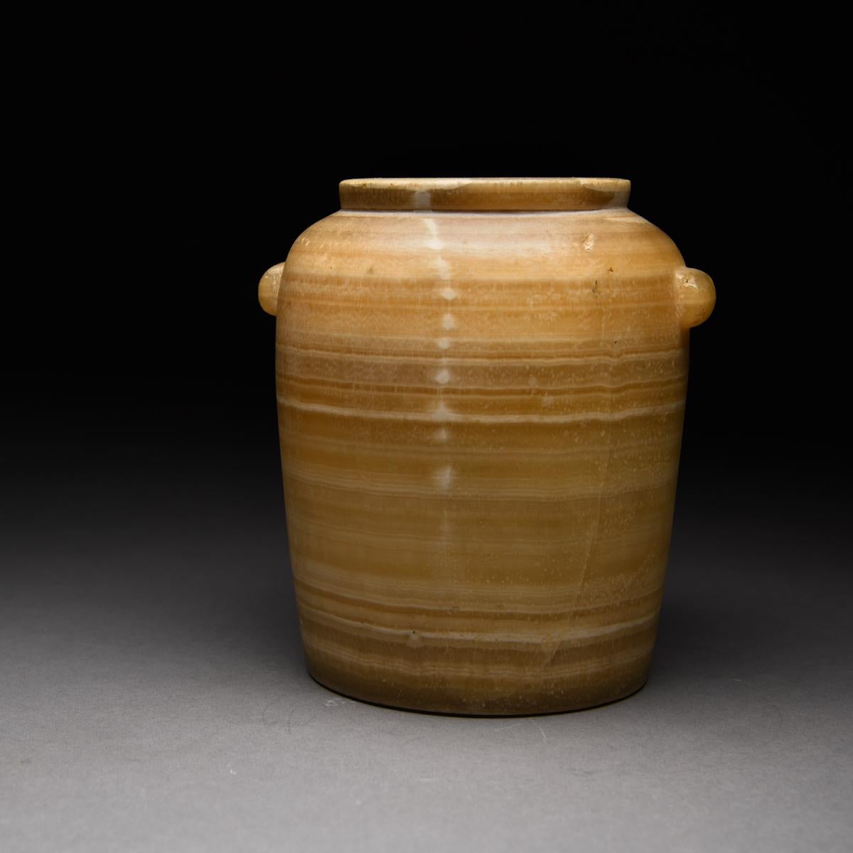 18th Century and Earlier Ancient Egyptian Alabaster Storage Jar For Sale