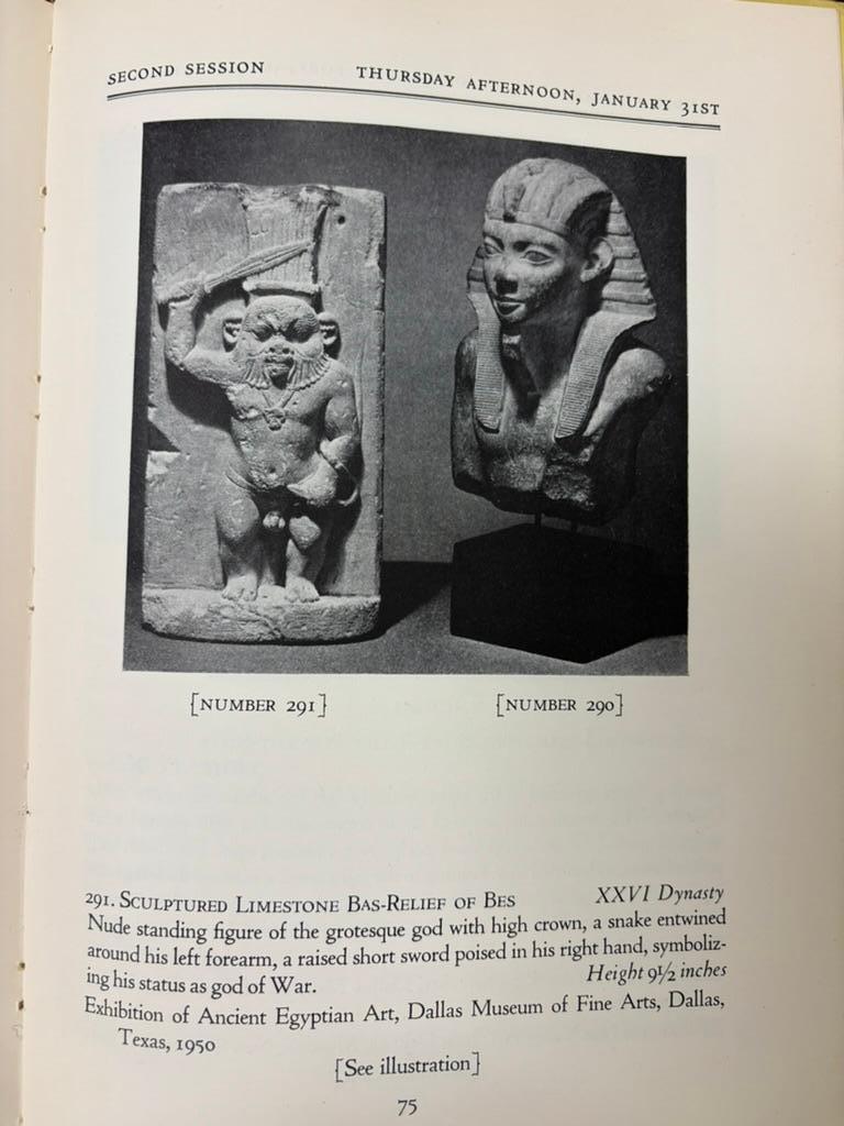 Catálogo de la subasta de arte egipcio antiguo Parke-Bernet, Nueva York 1952 en venta 4