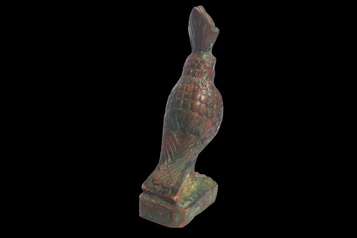 Ancient Egyptian Bronze Figure of God Horus Falcon Late Period, circa 600-300 BC In Excellent Condition In Berlin, DE