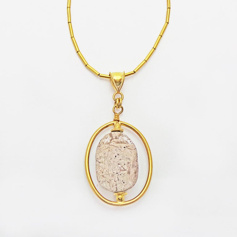 Ancient Egyptian Carved Scarab Gold Pendant Necklace For ...