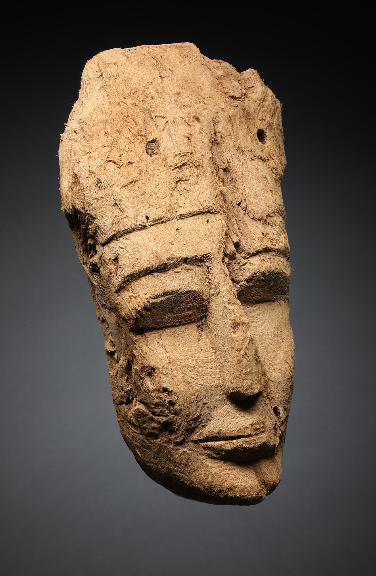 Ancient Egyptian Cedar Wood Sarcophagus Mummy Mask on Stand 5