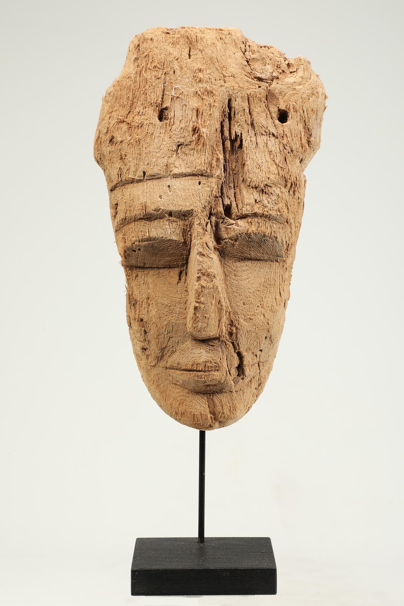 Ancient Egyptian Cedar Wood Sarcophagus Mummy Mask on Stand 7