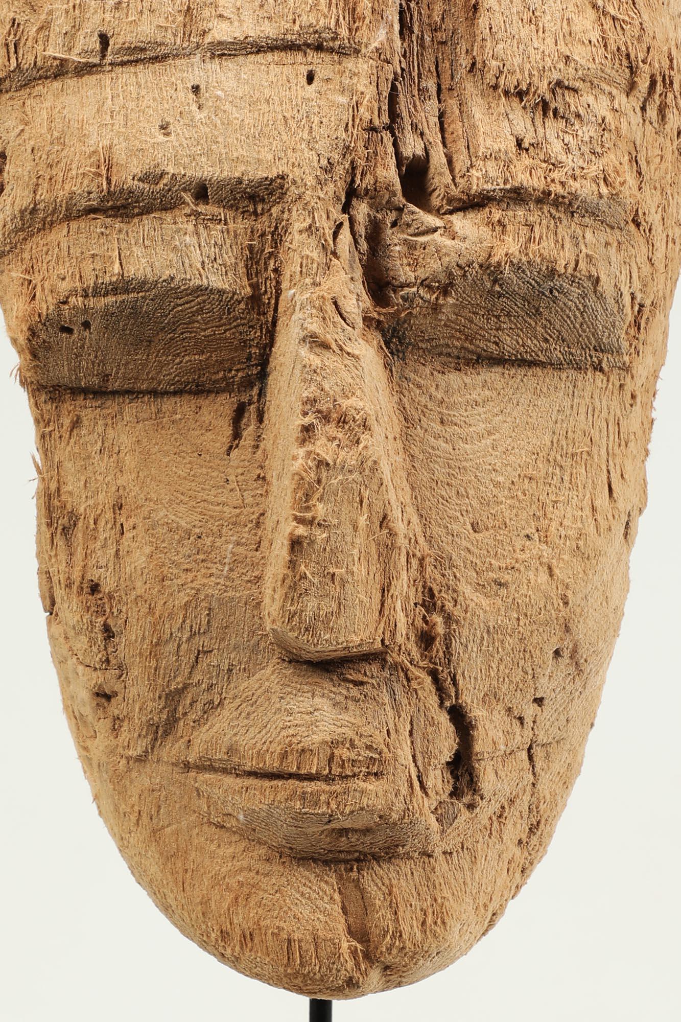 Ancient Egyptian Cedar Wood Sarcophagus Mummy Mask on Stand 8