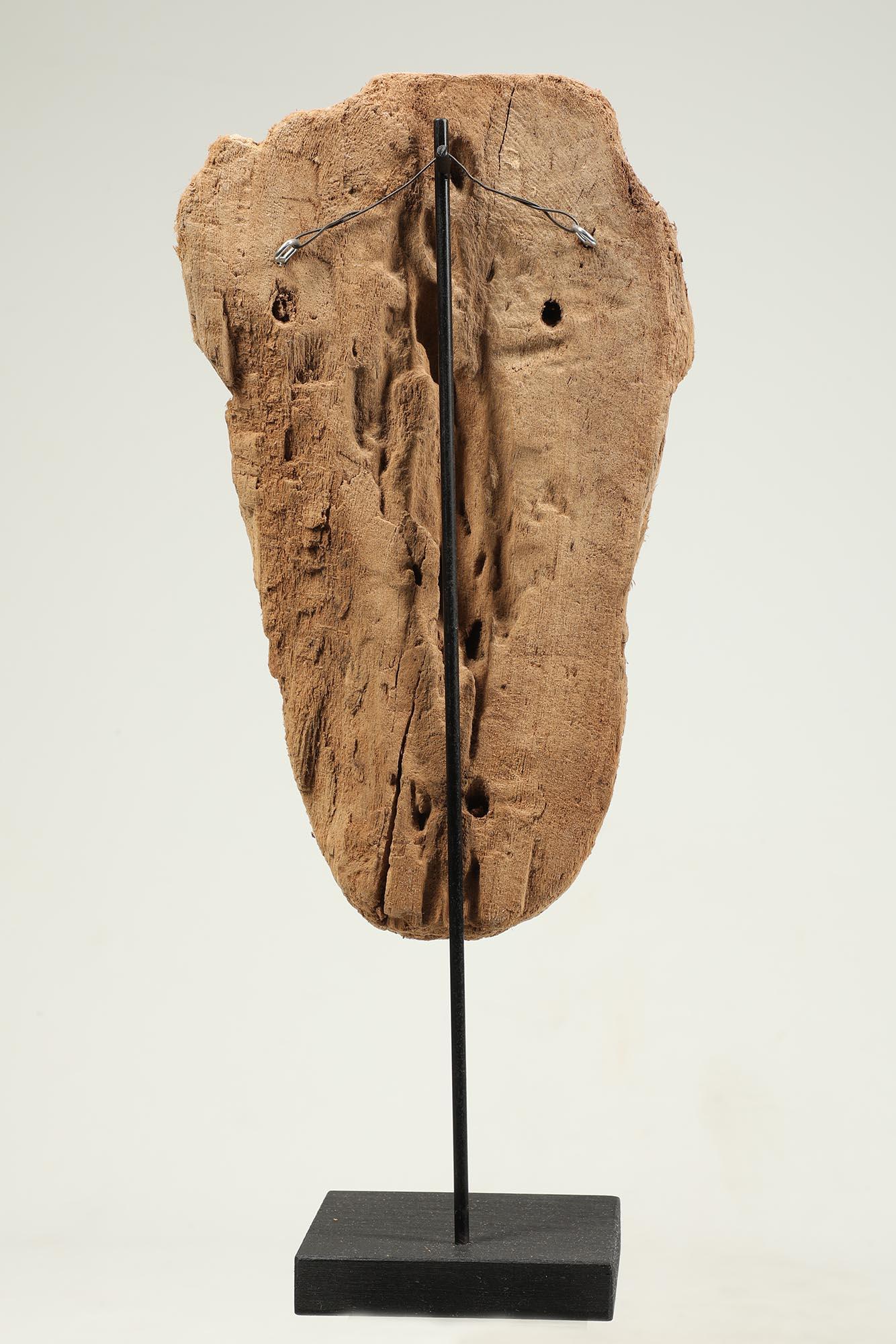 Ancient Egyptian Cedar Wood Sarcophagus Mummy Mask on Stand 1