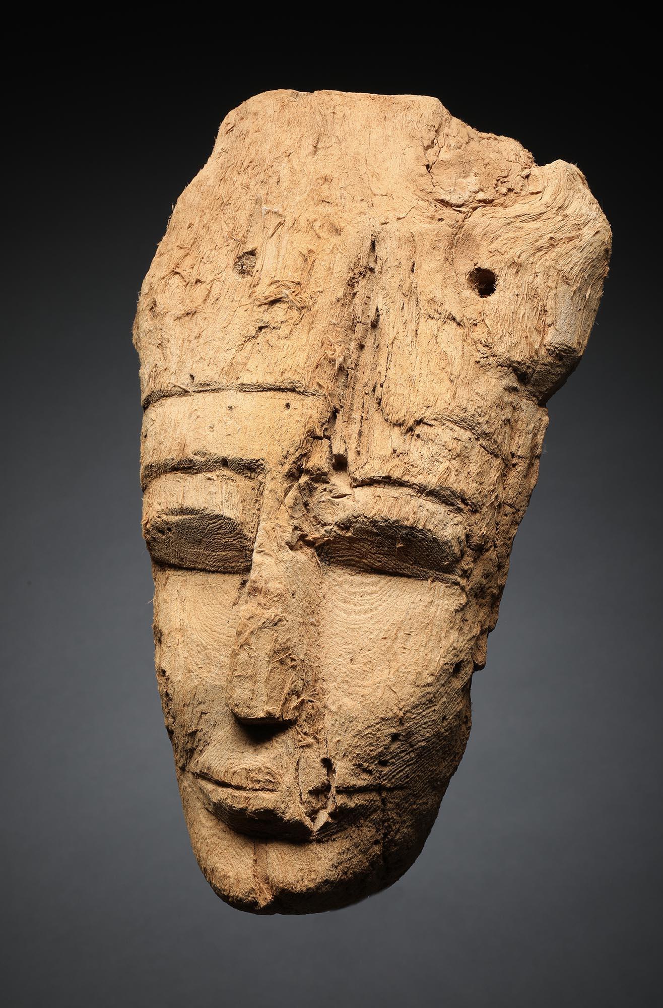 Ancient Egyptian Cedar Wood Sarcophagus Mummy Mask on Stand 3