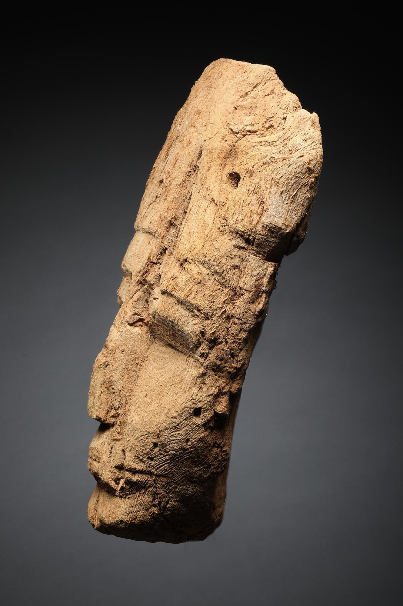 Ancient Egyptian Cedar Wood Sarcophagus Mummy Mask on Stand 4