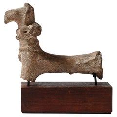 Ancient Cypriot Ceramic Sculpture of a Horse on Wood Plinth Base
