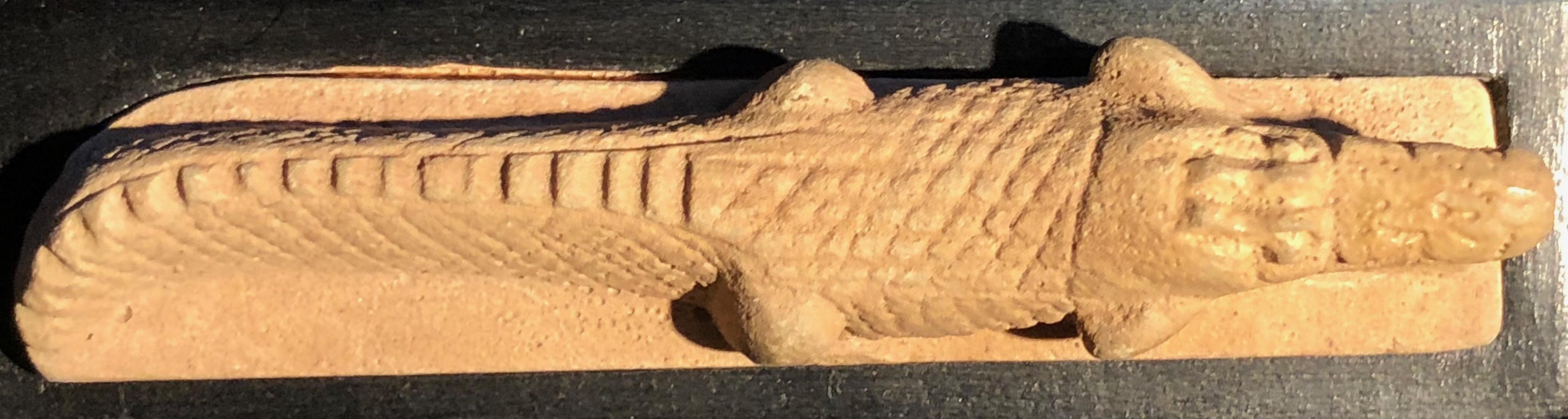 Carved Ancient Egyptian Crocodile Amulet Representing the God Sobeek For Sale