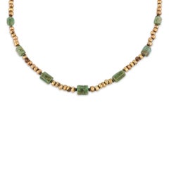 Ancient Egyptian Emerald and Gold Necklace
