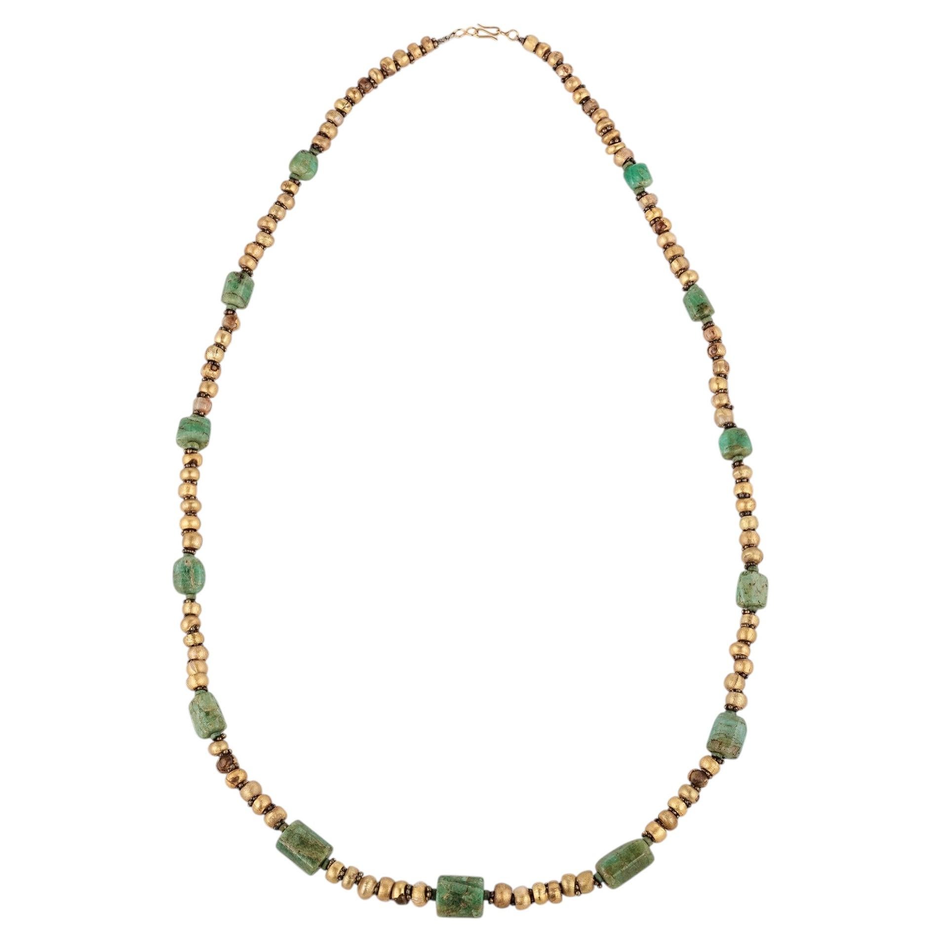 Ancient Egyptian Emerald and Gold Necklace