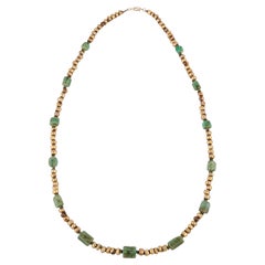 Ancient Egyptian Emerald and Gold Necklace