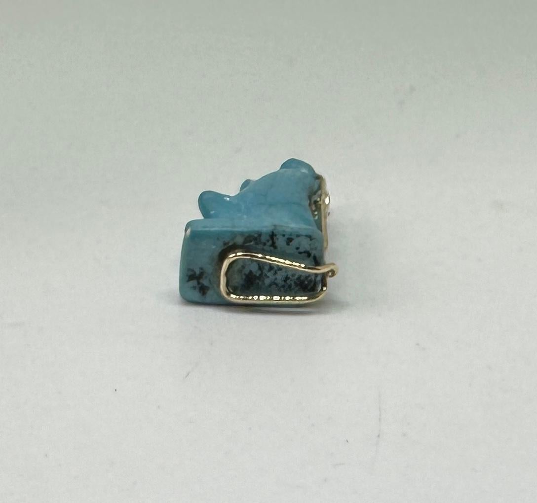 Ancient Egyptian Faience Baboon Monkey Amulet Pendant Necklace 700-300 B.C. 14K For Sale 8