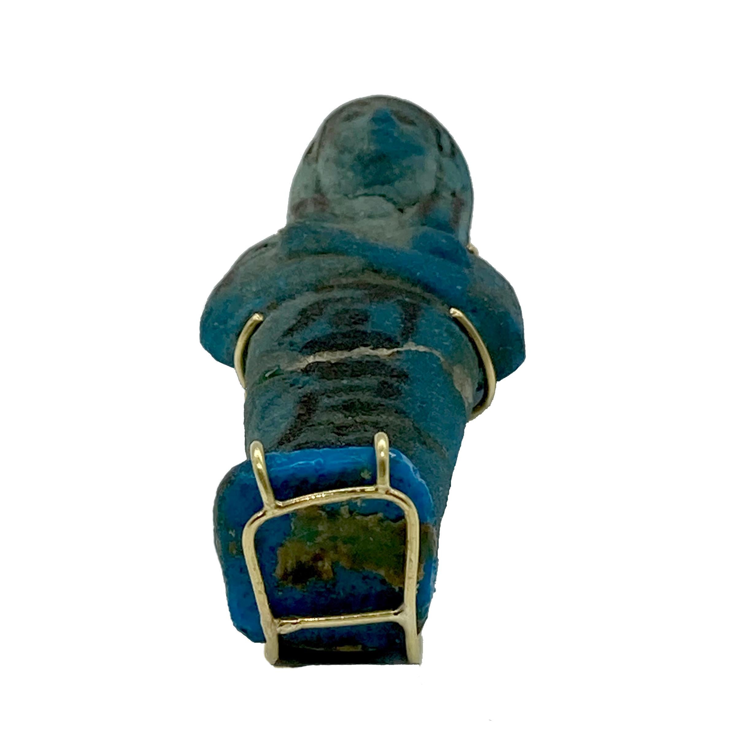 Lampe à suspension figurative en faïence égyptienne ancienne avec figurine funéraire État moyen - En vente à New York, NY