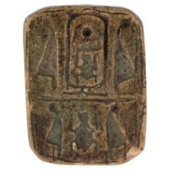 Antique Ancient Egyptian Faience Hieroglyphic Tablet Pendant Amulet 26th Dynasty 664–525
