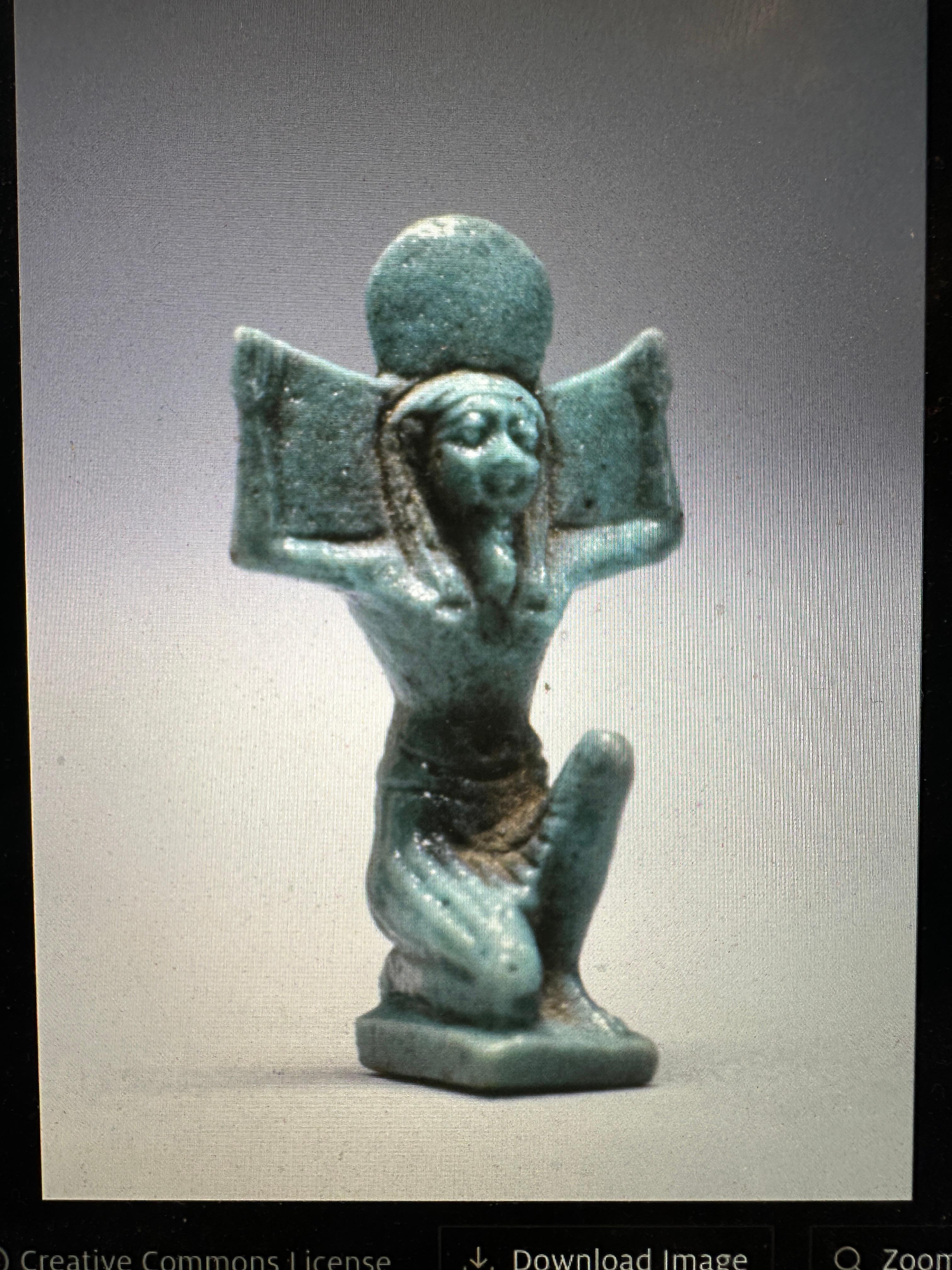 Collana con ciondolo del Dio Shu di Faience dell'Antico Egitto 700-300 a.C. Oro 14K in vendita 4