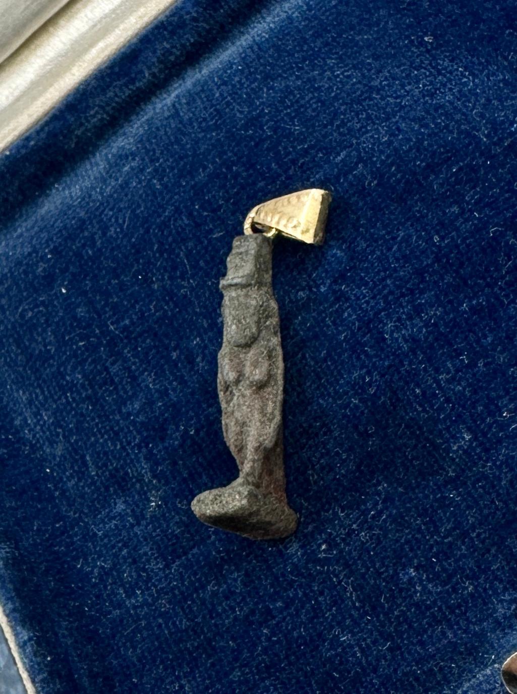 Egyptian Revival Ancient Egyptian Goddess Isis Pendant Necklace 14K Gold 600-300 BC Guarantee For Sale
