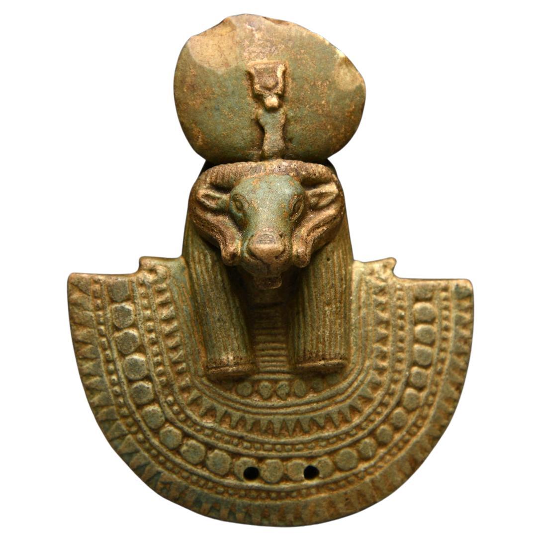 Ancient Egyptian Green Faience Aegis For Sale