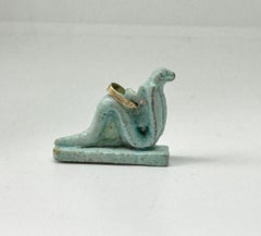 Ancient Egyptian Green Faience Cobra Snake Serpent Uraeus Amulet 600-300 BC 14K