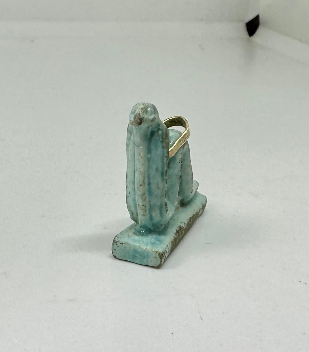 Ancienne Égypte Faience verte Cobra Serpent Uraeus Amulette 600-300 BC 14K en vente 3