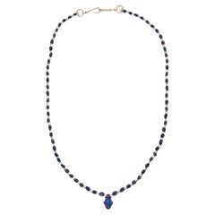 Ancient Egyptian Heart Pendant, Bicone Lapis Beads, 22k Gold Beads and Clasp