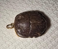 Ancient Egyptian Heart Scarab Pendant with 18K Gold Setting – Dynasties XVIII-XI