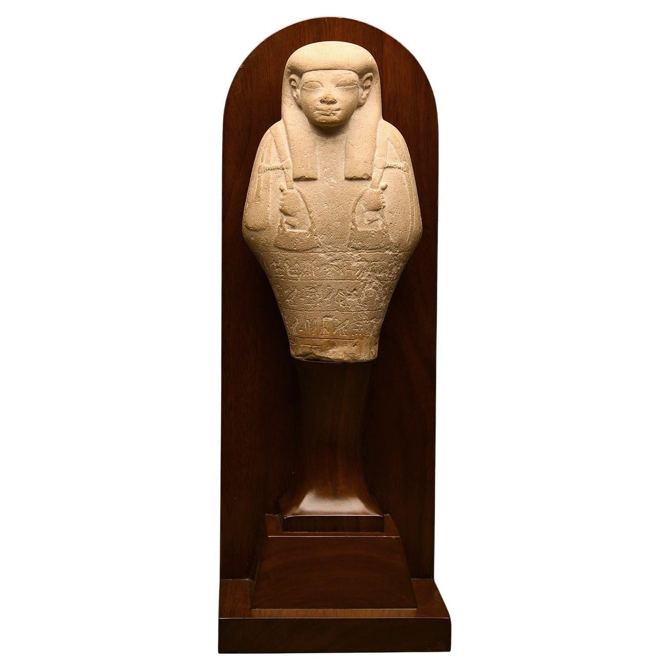 Ancient Egyptian Limestone Upper Shabti Fragment