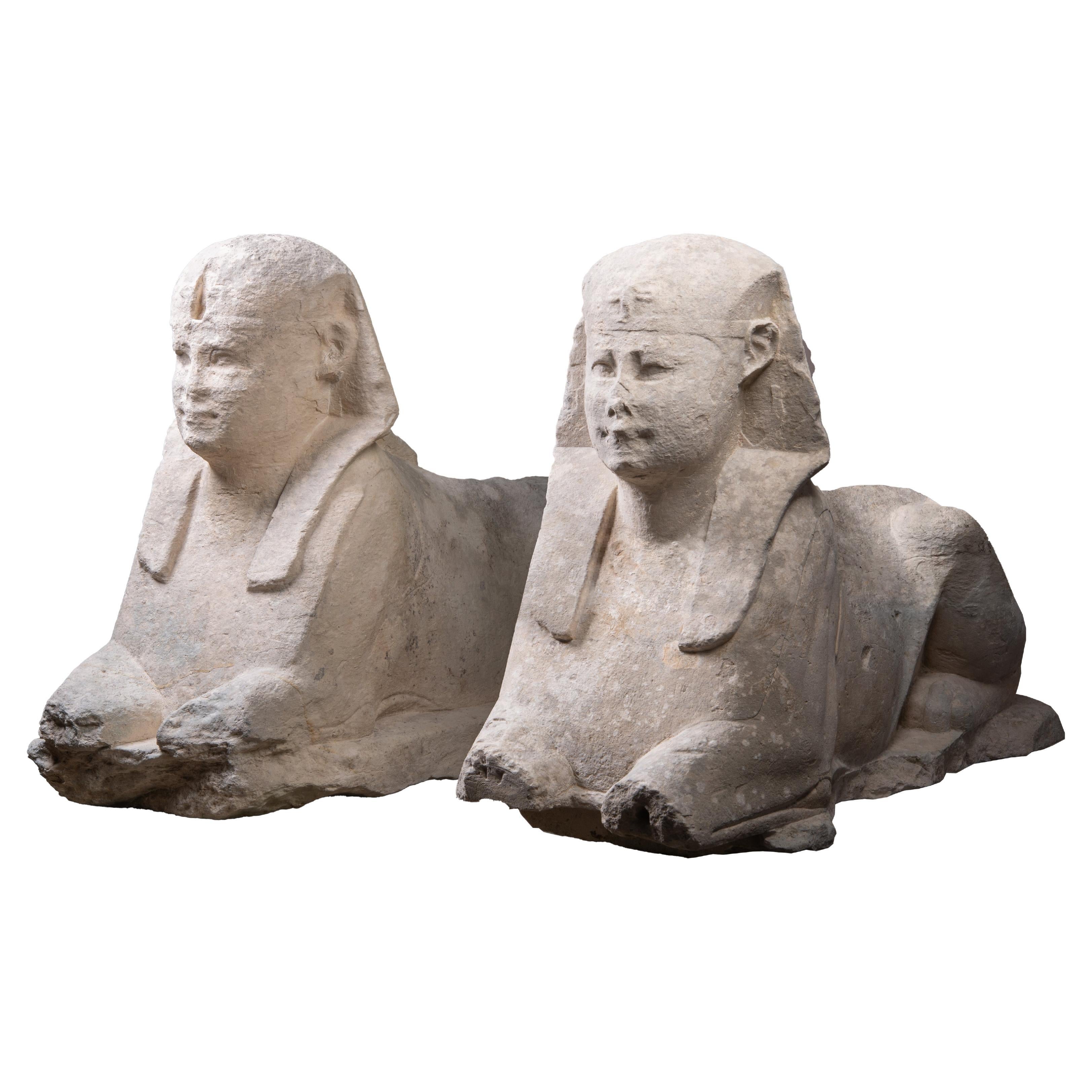 Ancient Egyptian Monumental Temple Sphinxes For Sale