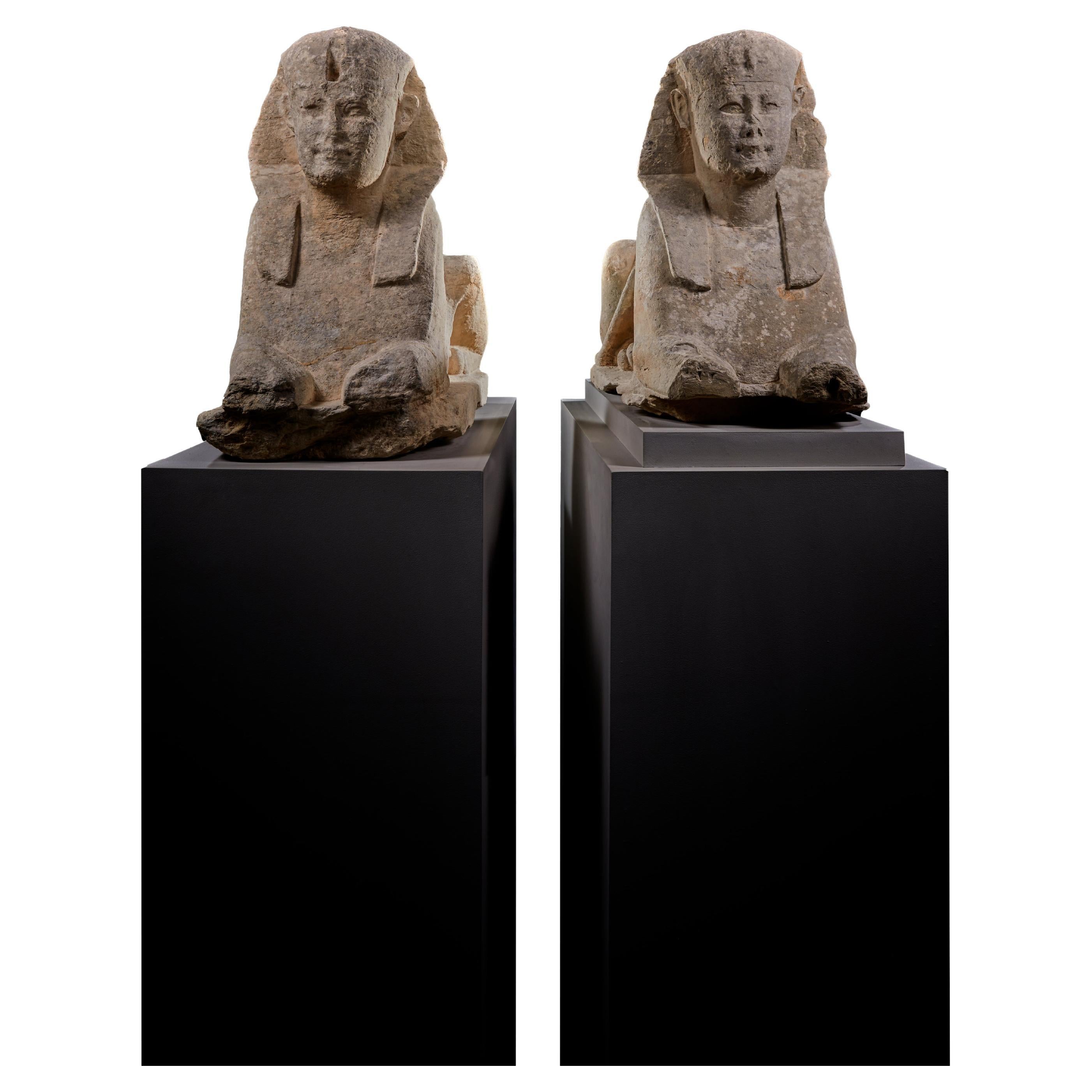 Ancient Egyptian Monumental Temple Sphinxes im Angebot