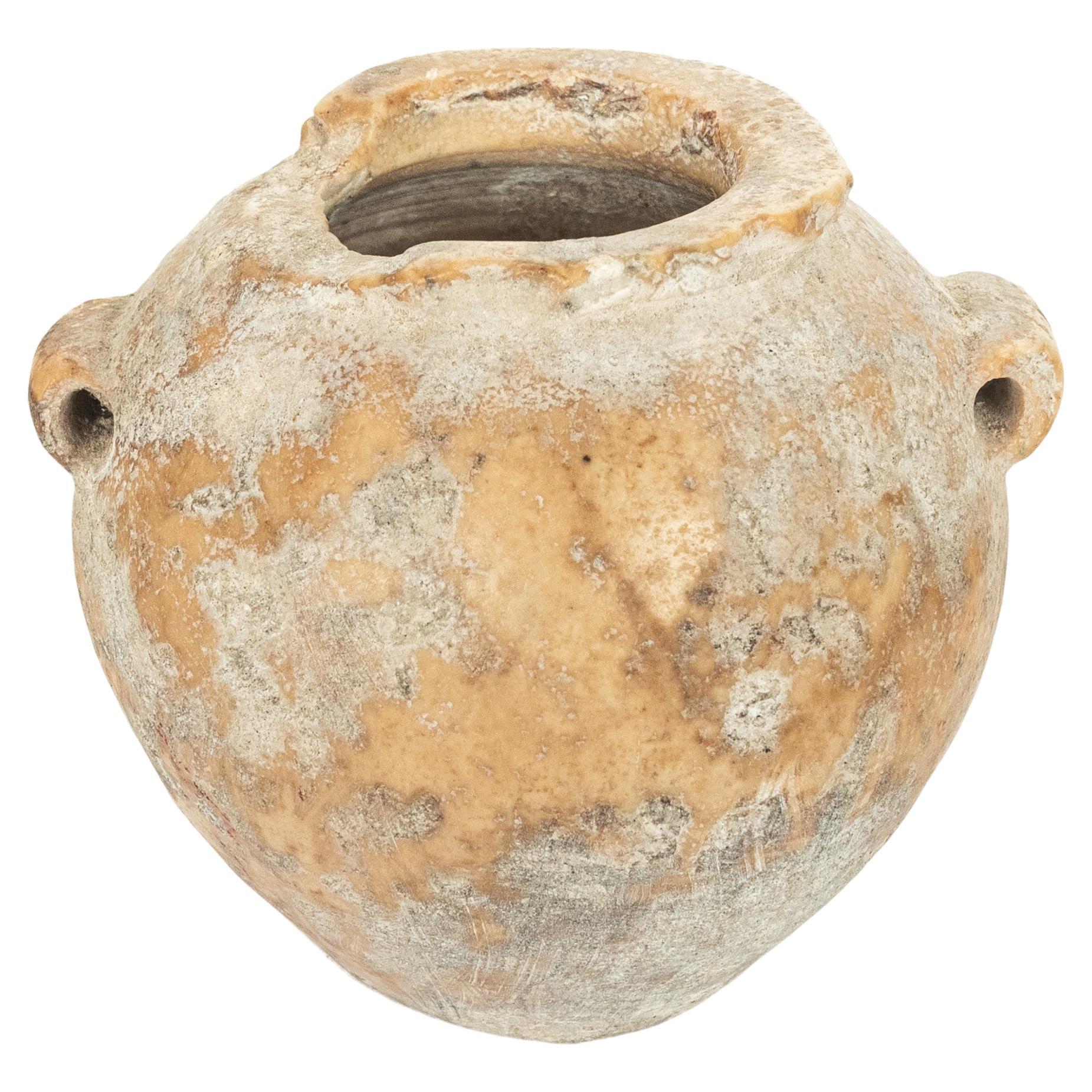 Ancient Egyptian Old Kingdom Miniature Lime Stone Vessel Jar 2600-2800 BCE For Sale