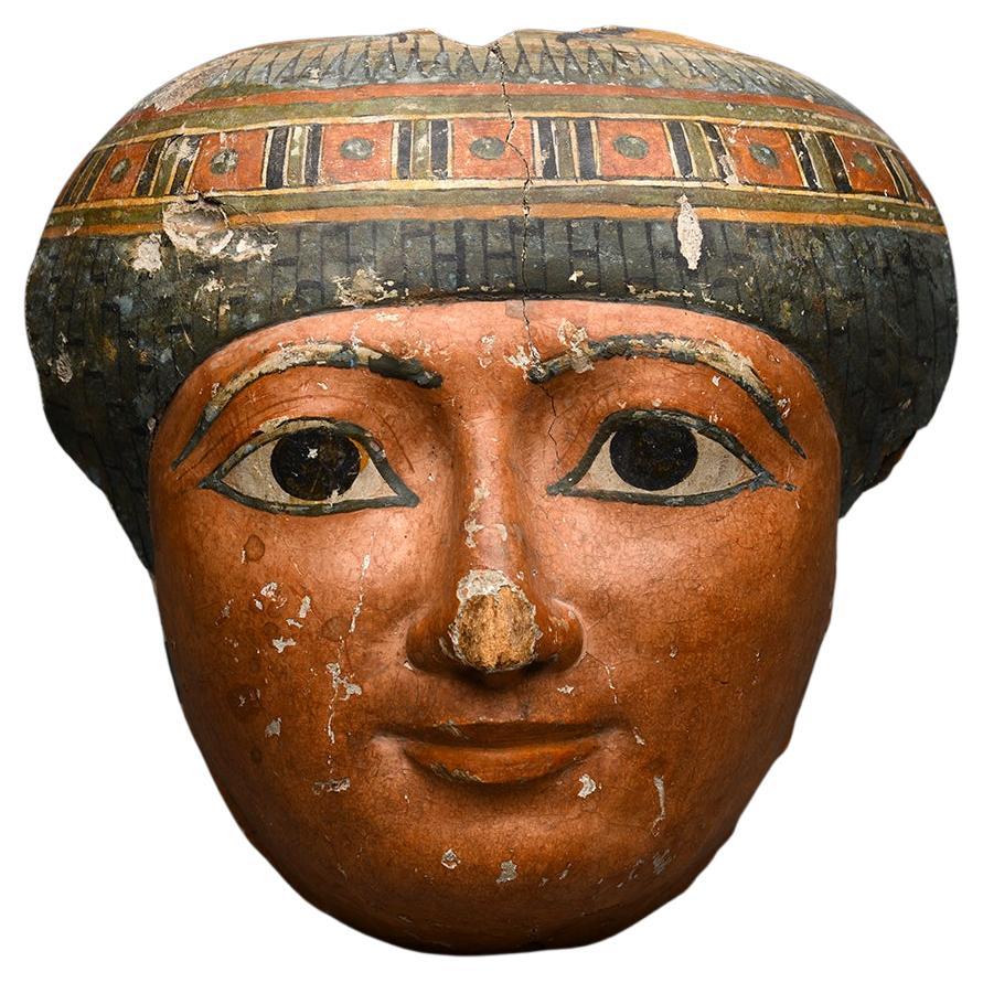 Ancient Egyptian Painted Cartonnage Mummy Mask