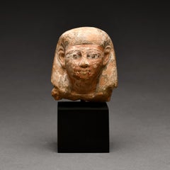 Ancient Egyptian Painted Sandstone Head of an Official