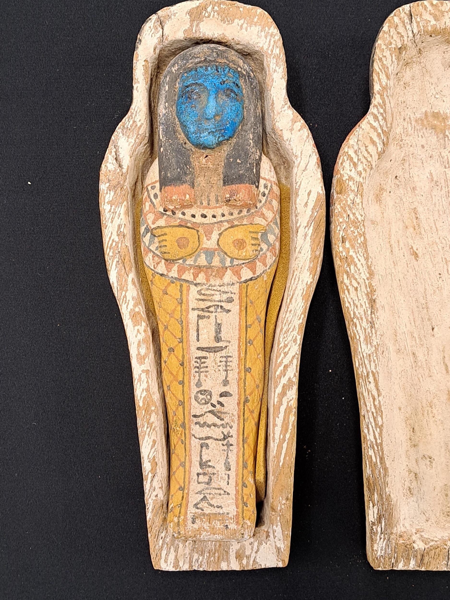 18th Century and Earlier Ancient Egyptian Polychromed Ushabti New Kingdom, Ramesside Dynasty 1292-1185 BC For Sale