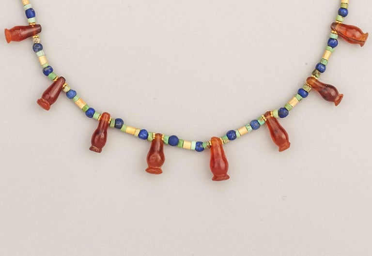 Ancient Egyptian Poppy Seed Pod Pendants with Gold, Lapis Lazuli, and