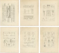 Ancient Egyptian Reliefs 
Hieroglyphs, Denon Voyage Egypt, 6 Engravings 1802
