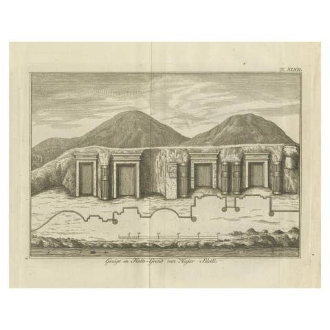 Ancient Egyptian Rock Tombs at Hajar Silsili – 1776 Dutch Engraving by Pococke