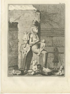 Ancient Egyptian Statues and Figures, Antique Niebuhr Print, 1776