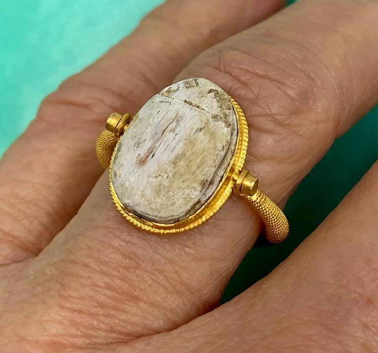 Oro Anello Anello Con Scarabeo Egizio Antico Amuleto Egiziano In