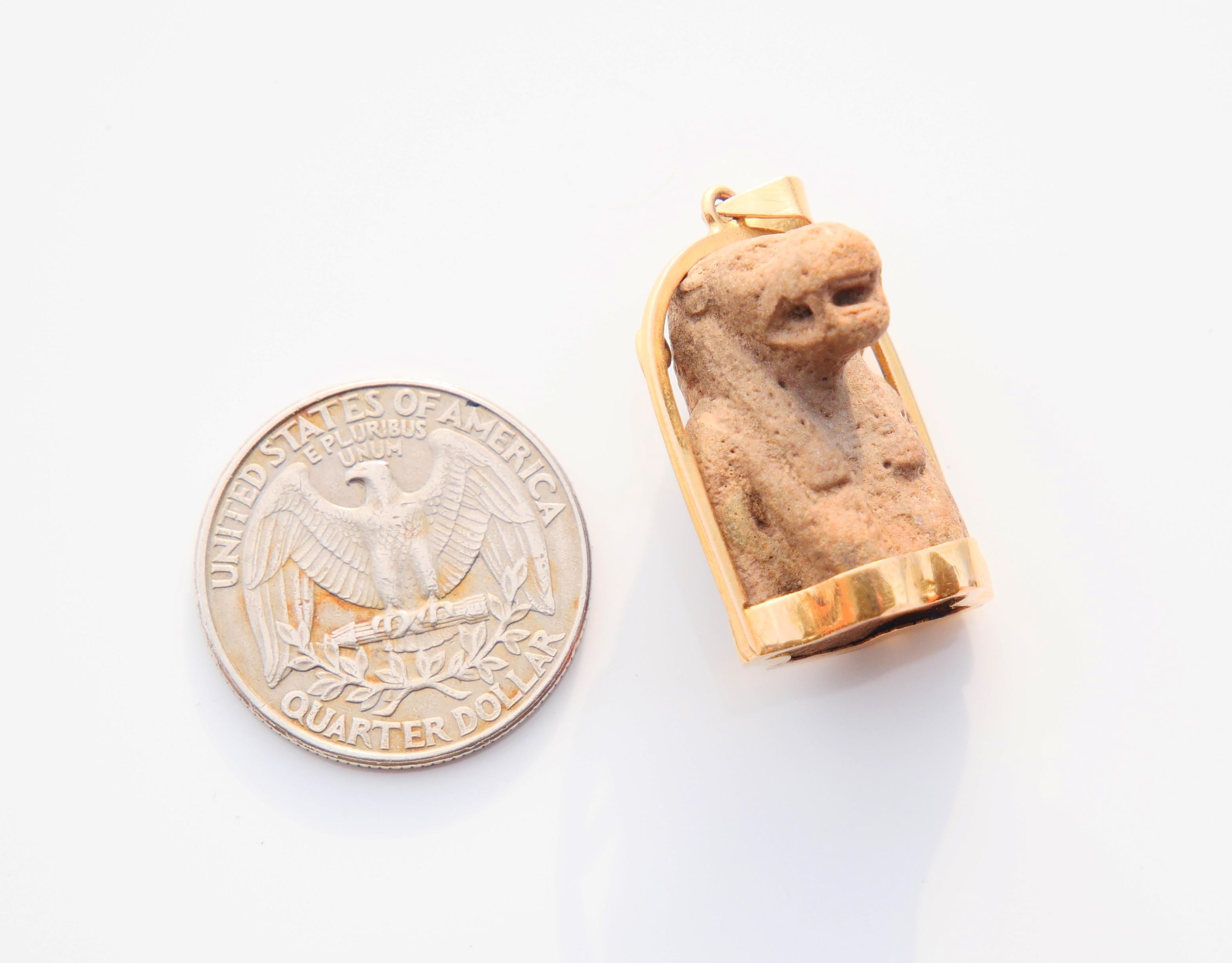 Ancient Egyptian Taweret Pendant solid 18K / 7.3gr For Sale 8