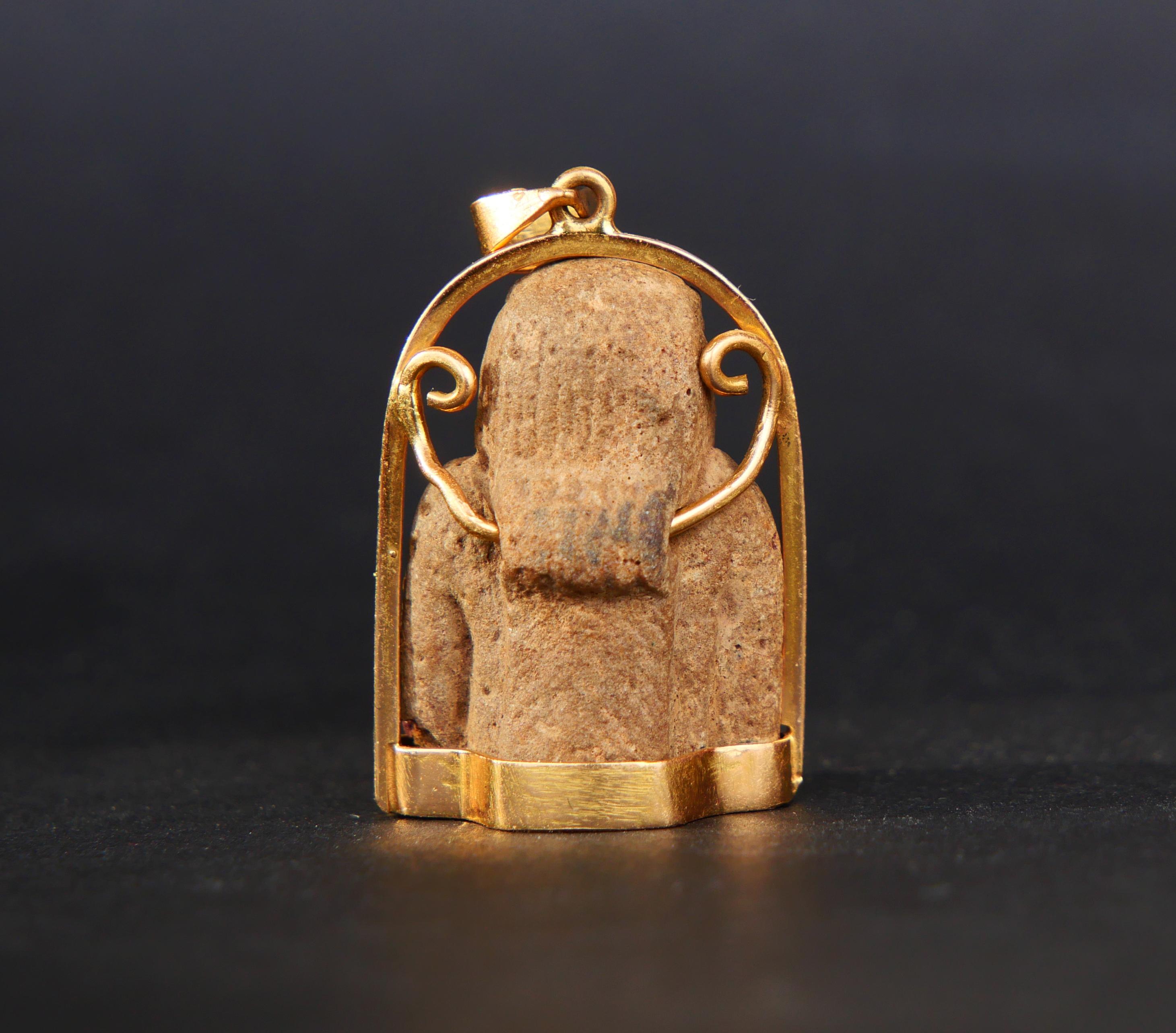 Women's Ancient Egyptian Taweret Pendant solid 18K / 7.3gr For Sale
