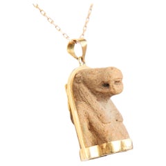 Used Ancient Egyptian Taweret Pendant solid 18K / 7.3gr
