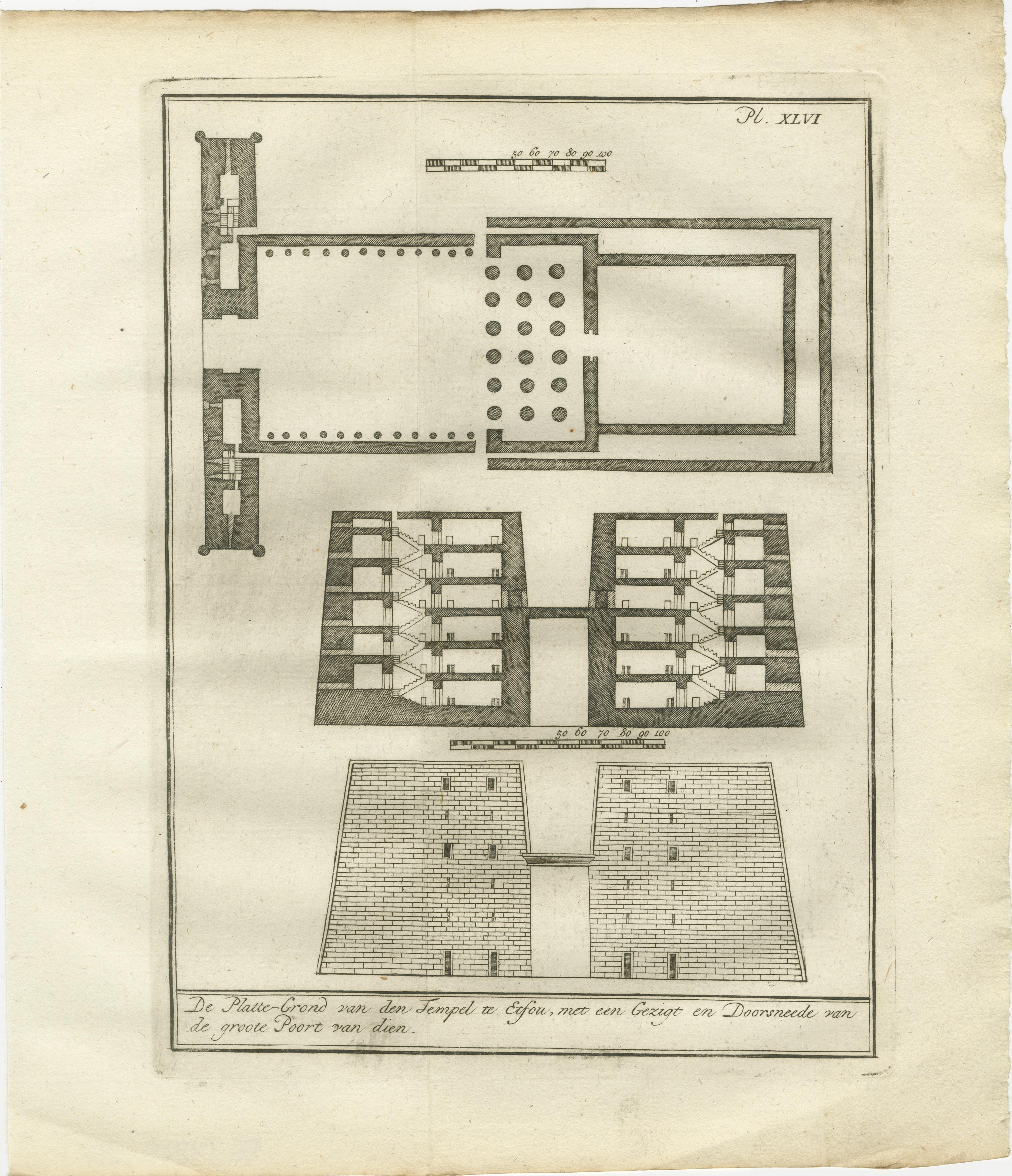 Néerlandais Plans des temples de l'Égypte ancienne - Edfou, Erment, Esna et Thèbes, c.1776 Gravures en vente