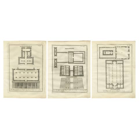 Ancient Egyptian Temple Plans – Edfu, Erment, Esna & Thebes, c.1776 Engravings