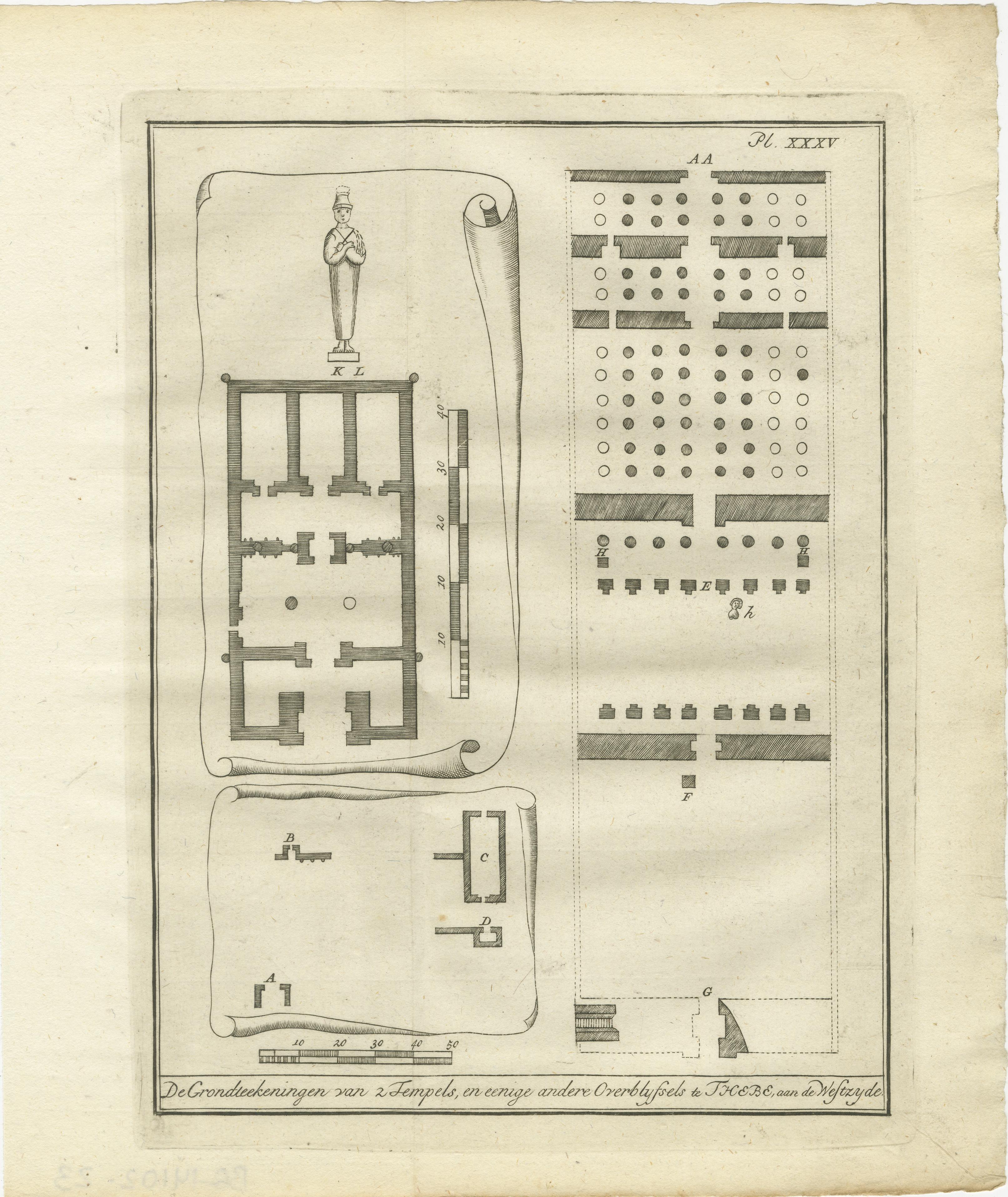 Néerlandais Plans du sol des temples et tombes de l'Égypte ancienne - Thèbes, c.1790 Gravures en vente
